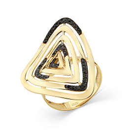 Кольцо из желтого золота с черными бриллиантами