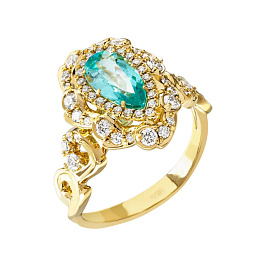 Кольцо из желтого золота с турмалином 0,97 ct