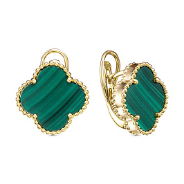 Серьги из желтого золота с малахитом 9,63 ct