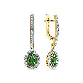 Серьги из желтого золота с изумрудами 0,292 ct
