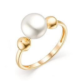 Кольцо из желтого золота с жемчугом