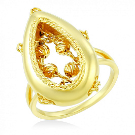 Эксклюзивное кольцо из желтого золота с шариками