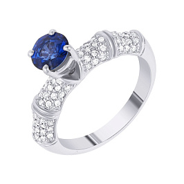 Кольцо из белого золота с сапфиром 1,03 ct