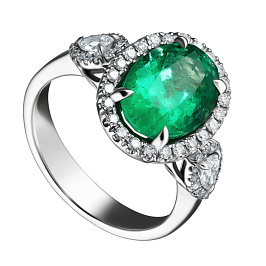 Кольцо из белого золота с изумрудом 4,95 ct