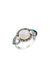 Кольцо из серебра с лунный камнем