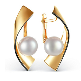 Серьги из желтого золота с жемчугом