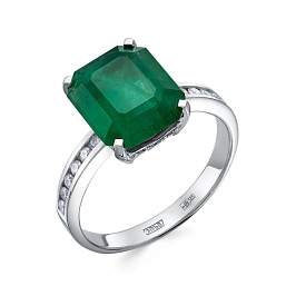 Кольцо из белого золота с изумрудом 5,5 ct
