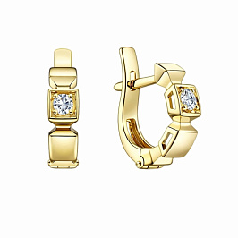 Серьги из желтого золота с бриллиантами 0,11 ct