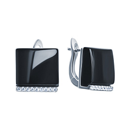 Серьги из серебра с ониксом