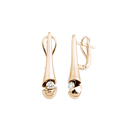 Серьги из желтого золота с бриллиантами 0,22 ct