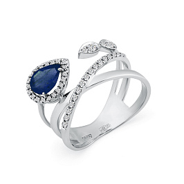 Кольцо из белого золота с сапфиром 0,909 ct