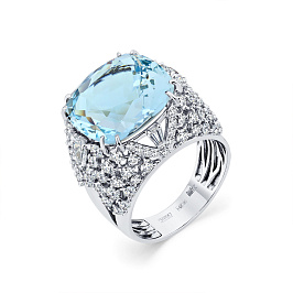 Кольцо из белого золота с аквамарином 12,23 ct