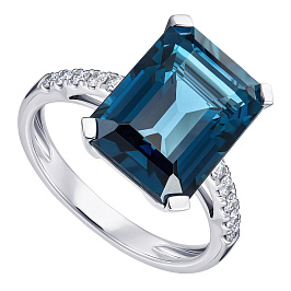 Кольцо из белого золота с топазом 8,7 ct
