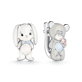 Серьги из белого серебра