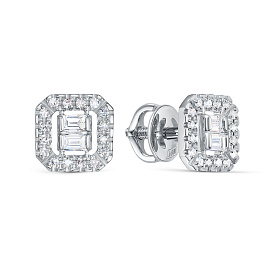 Серьги из белого золота с бриллиантами 0,18 ct