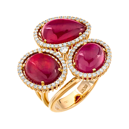 Кольцо из желтого золота с рубинами