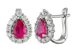 Серьги из белого золота с рубинами 1,22 ct