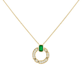 Колье из желтого золота с изумрудом 0,43 ct