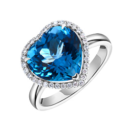 Кольцо из белого золота с топазом 5,63 ct