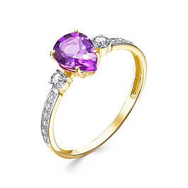 Кольцо из желтого золота с аметистом 0,95 ct
