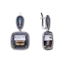 Серьги из серебра с агатом