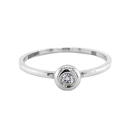 Кольцо из белого золота с бриллиантом 0,05 ct