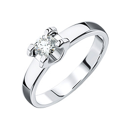 Кольцо из белого золота с бриллиантом 0,3 ct