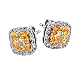 Серьги из золота с фантазиными бриллиантами 0,65 ct