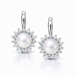 Серьги из белого золота с жемчугом 18,7 ct