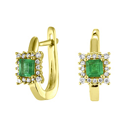 Серьги из желтого золота с изумрудами 0,49 ct