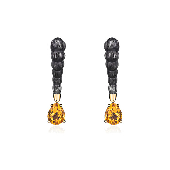 Серьги из серебра с цитрином