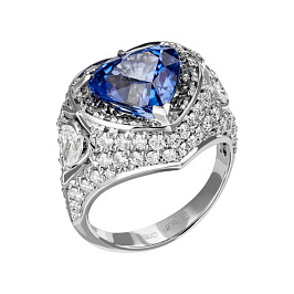 Кольцо из белого золота с сапфиром 3,09 ct