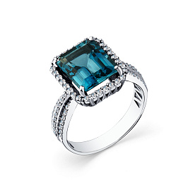 Кольцо из белого золота с топазом 5,18 ct