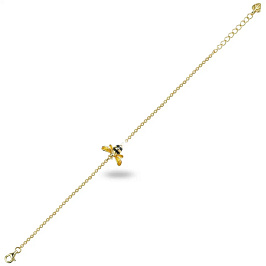 Браслет из желтого серебра с эмалью