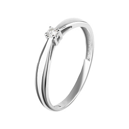 Кольцо из белого золота с бриллиантом 0,045 ct