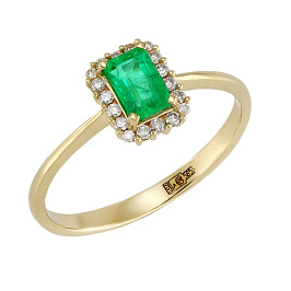 Кольцо из желтого золота с изумрудом 0,62 ct