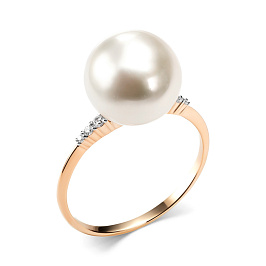 Кольцо из желтого золота с жемчугом