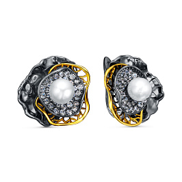 Серьги из серебра с жемчугом