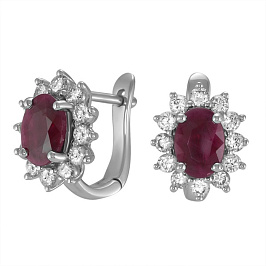 Серьги из белого золота с рубинами 1,66 ct