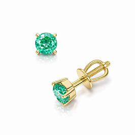 Серьги из желтого золота с изумрудами 0,64 ct