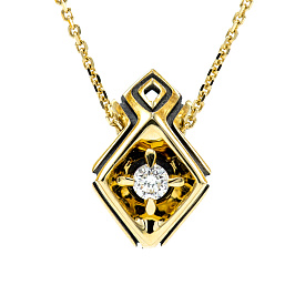 Колье из желтого золота с бриллиантом 0,12 ct
