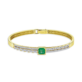 Браслет из желтого золота с изумрудом 1,049 ct