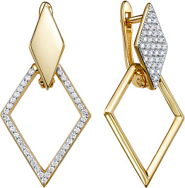 Серьги из желтого золота с бриллиантами