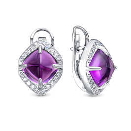 Серьги из белого золота с аметистами 14,5 ct
