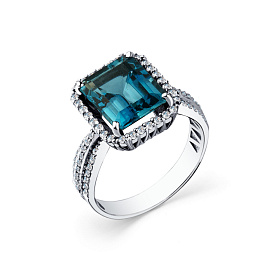Кольцо из белого золота с топазом 5,18 ct