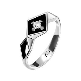 Кольцо из белого золота с бриллиантом 0,09 ct