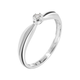 Кольцо из белого золота с бриллиантом 0,03 ct
