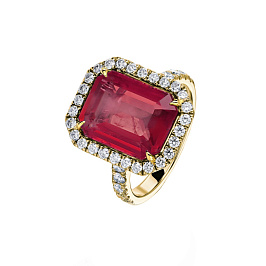 Кольцо из желтого золота с рубином 7,29 ct