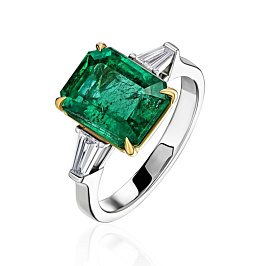 Кольцо из белого золота с изумрудом 4,17 ct