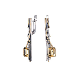 Серьги из серебра с цитрином